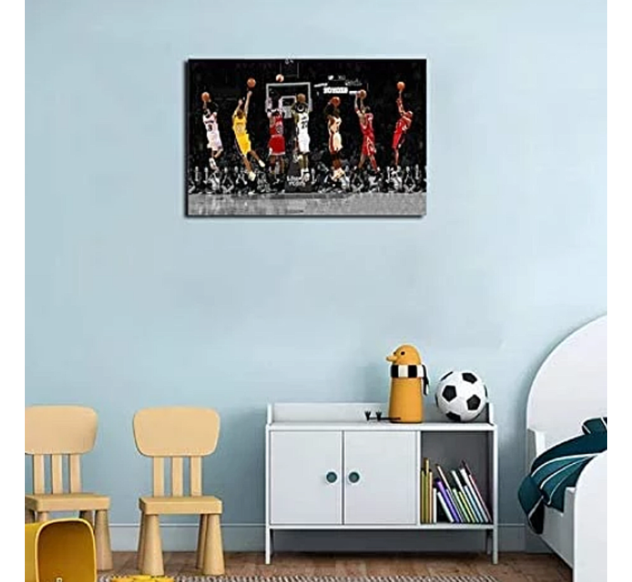 Allernieuwste.nl® Canvas Schilderij Basketbal Wereld Toppers - NBA Sport Stars Poster - kleur - 60 x 90 cm