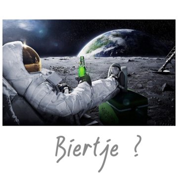 Allernieuwste.nl® Canvas Schilderij Astronaut op de Maan met Biertje XL - 60 x 110 cm