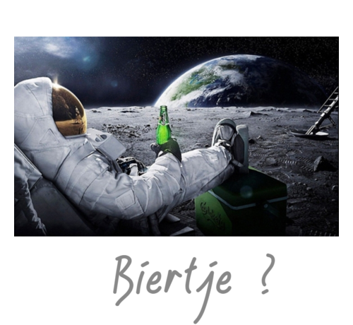Allernieuwste.nl® Allernieuwste.nl® Canvas Schilderij Astronaut op de Maan met Biertje XL - Woonkamer - Poster - 60 x 110 cm