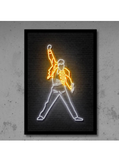 Allernieuwste.nl® Canvas Schilderij Neon Freddie Mercury Queen -50 x 70 cm