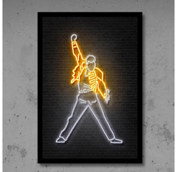 Allernieuwste.nl® Canvas Schilderij Neon Freddie Mercury Queen -50 x 70 cm