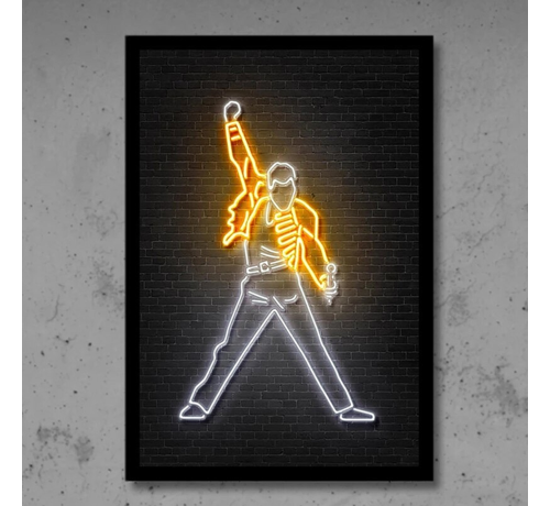 Allernieuwste.nl® Allernieuwste.nl® Canvas Schilderij NEON Freddie Mercury QUEEN - rock popstar - kleur - 50 x 70 cm