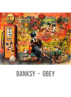 Allernieuwste.nl® Canvas Schilderij Banksy Charlie Chaplin Obey - 60 x 80 cm