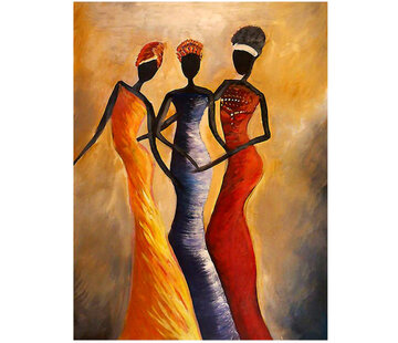 Allernieuwste.nl® Canvas Schilderij Klassieke Afrikaanse Vrouwen - 50 x 70 cm