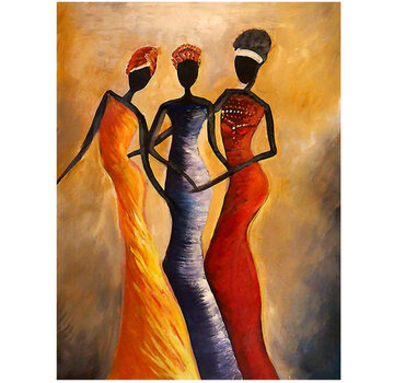 Allernieuwste.nl® Canvas Schilderij Klassieke Afrikaanse Vrouwen - 50 x 70 cm