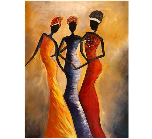 Allernieuwste.nl® Allernieuwste.nl® Canvas Schilderij Klassieke Afrikaanse Vrouwen - Kunst aan je Muur - Naar Olieverfschilderij - Kleur - 50 x 70 cm