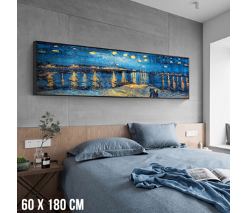 Allernieuwste.nl® Canvas Schilderij Vincent Van Gogh XL Sterrennacht over de RhÃ´ne Starry Night - 60 x 180 cm