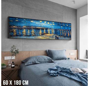 Allernieuwste.nl® Canvas Schilderij Vincent Van Gogh XL Sterrennacht over de RhÃ´ne Starry Night - 60 x 180 cm