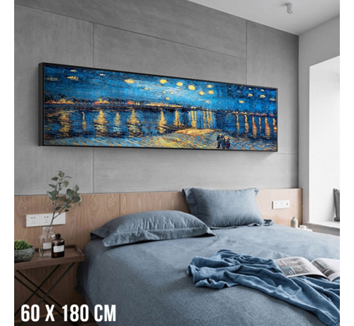 Allernieuwste.nl® Allernieuwste.nl® Canvas Schilderij Vincent Van Gogh XL Sterrennacht over de RhÃ´ne Starry Night - expressionisme - Kleur - XL 60 x 180 cm