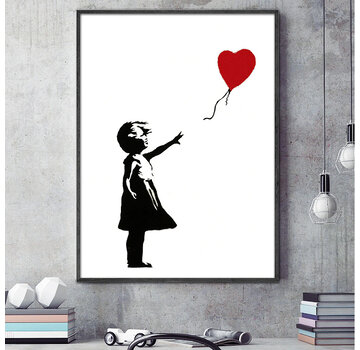 Allernieuwste.nl® Canvas Schilderij Banksy Grafitti: Girl with Balloon - 70 x 100 cm