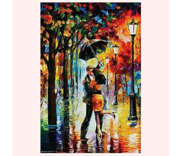 Allernieuwste.nl® Canvas Schilderij Dansen In De Regen -  60 x 90 cm