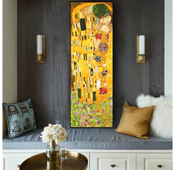 Allernieuwste.nl® Canvas Schilderij Gustav Klimt De Kus XL - 50 x 150 cm