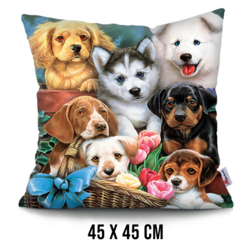 Allernieuwste.nl® Kussenhoes Schattige Puppies - 45 x 45 cm