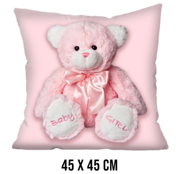 Allernieuwste.nl® Kussenhoes Beertje Baby Girl - 45 x 45 cm