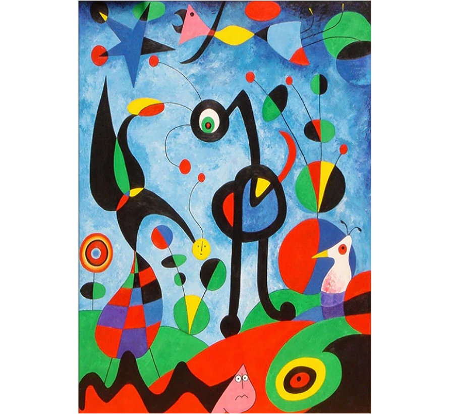 Allernieuwste.nl® Canvas Schilderij Joan Miro The Garden 1925 - Poster - Reproductie - Kunst - Modern Abstract - 50 x 70 cm - Kleur