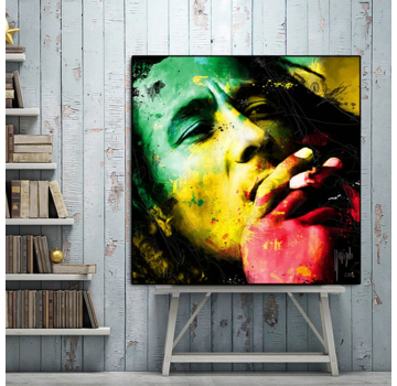 Allernieuwste.nl® Canvas Schilderij Bob Marley Relaxed - 50 x 50 cm