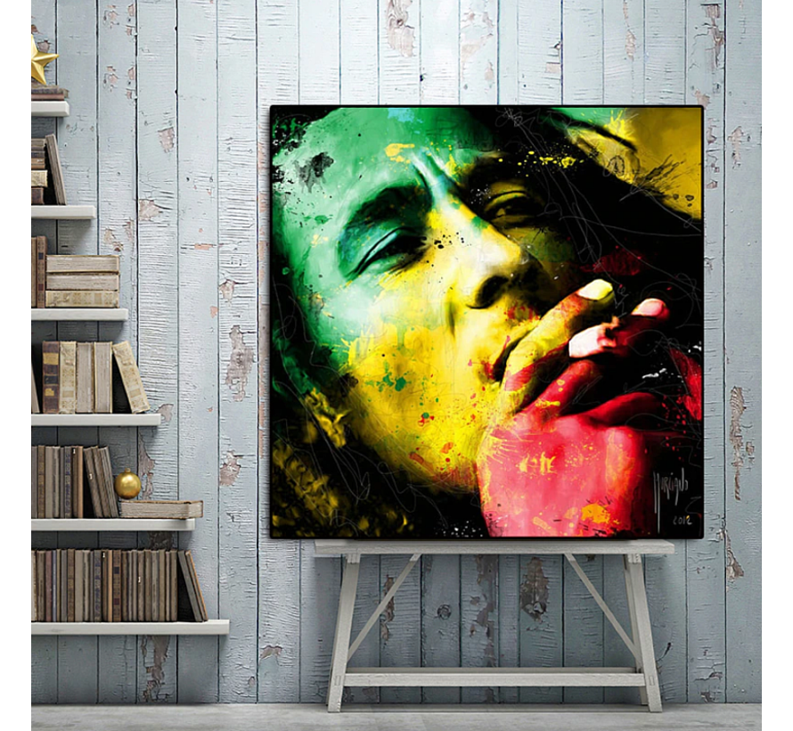 Allernieuwste.nl® Canvas Schilderij BOB MARLEY Relaxed - Reggae Ska Artiest - Kleur - 50 x 50 cm