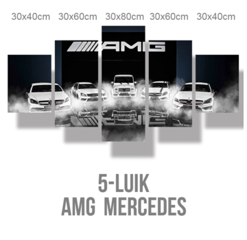 Allernieuwste.nl® Canvas Schilderij 5-luik Mercedes-Benz AMG - 80 x 150 cm