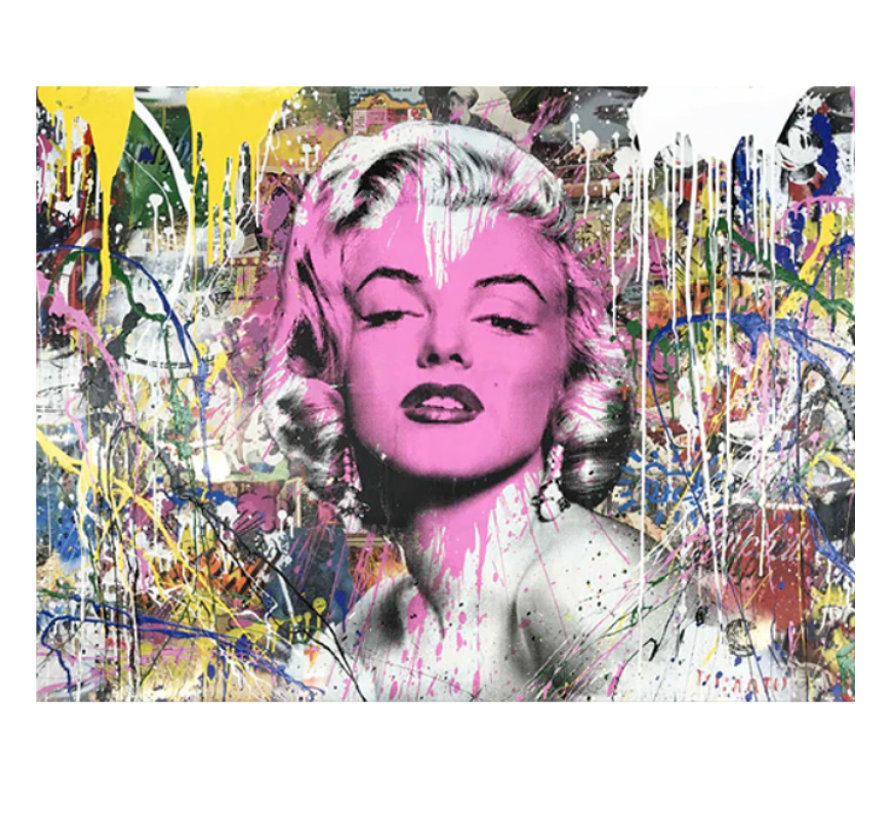 Allernieuwste.nl® Canvas Schilderij * Marilyn Monroe My Heart Is Yours * - Kunst aan je Muur - Grafitti - Kleur - 50 x 70 cm