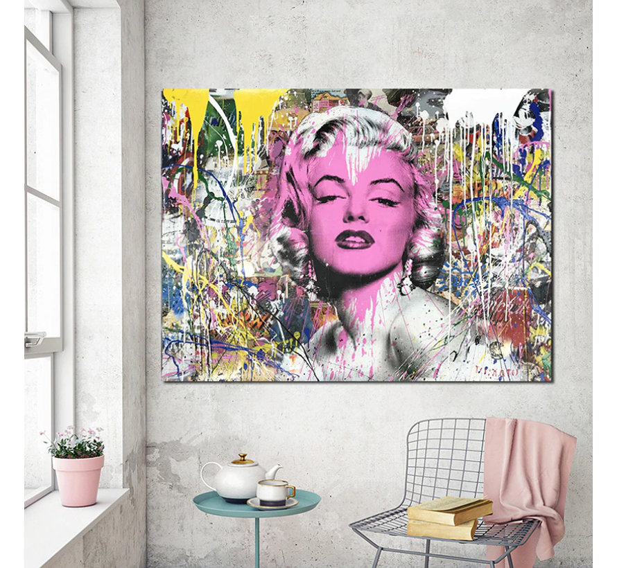 Allernieuwste.nl® Canvas Schilderij * Marilyn Monroe My Heart Is Yours * - Kunst aan je Muur - Grafitti - Kleur - 50 x 70 cm