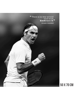 Allernieuwste.nl® Canvas Schilderij Tennis Speler Roger Federer - 50 x 70 cm