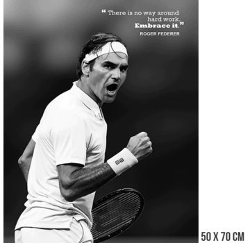 Allernieuwste.nl® Canvas Schilderij Tennis Speler Roger Federer - 50 x 70 cm