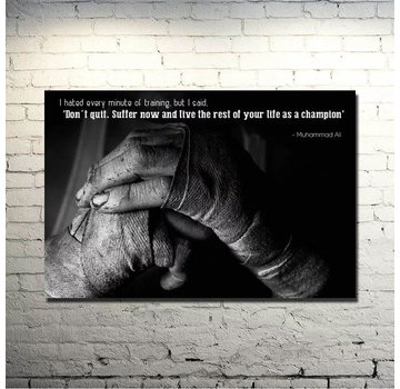 Allernieuwste.nl® Canvas Schilderij Boksen Muhammed Ali Motivatie 2 - 50 x 70 cm