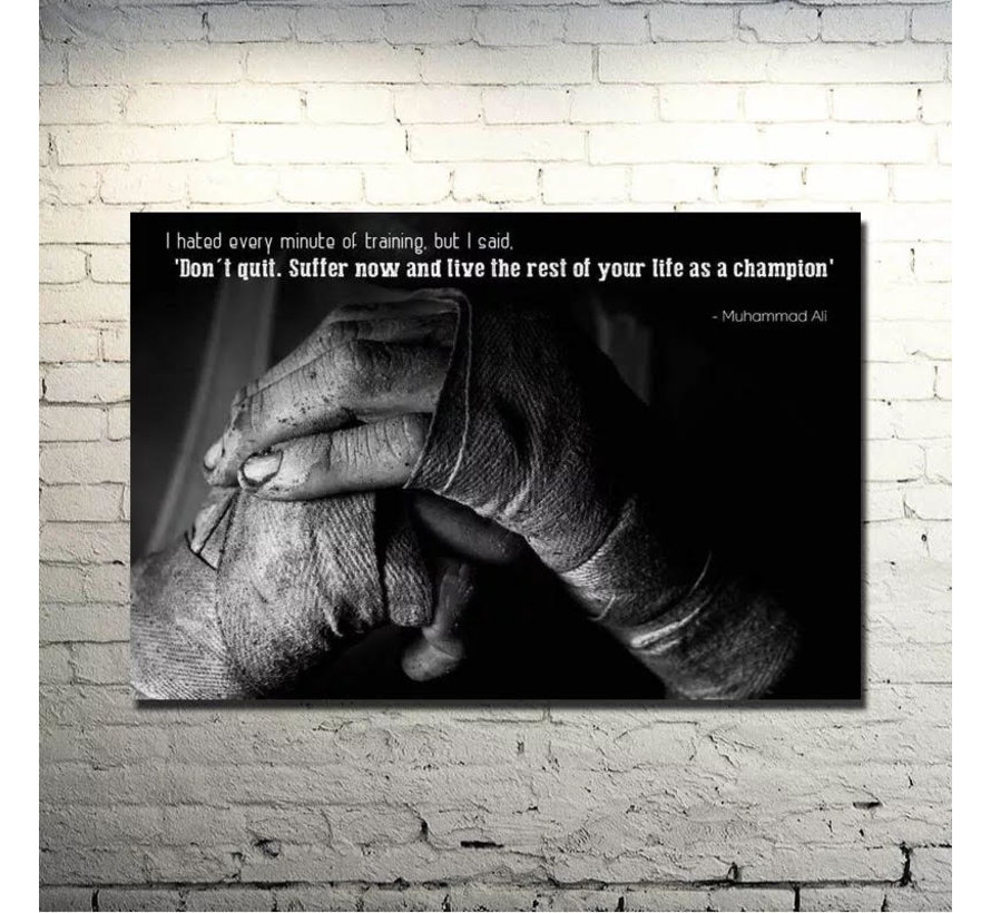 Allernieuwste.nl® Canvas Schilderij Boksen Muhammed Ali Motivatie 2 - Moderne Kunst - Poster - Sport - 50 x 70 cm - Kleur