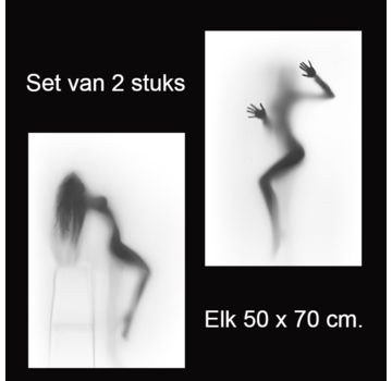 Allernieuwste.nl® Canvas Schilderij Sexy Silhouet Naakte Vrouw - Set 2st 50 x 70 cm