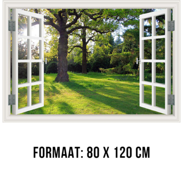 Allernieuwste.nl® Canvas Schilderij Extra Venster met Uitzicht op je Tuin - 80 x 120 cm