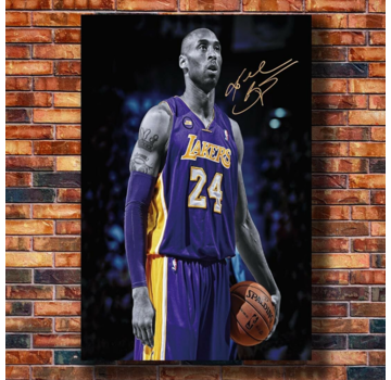 Allernieuwste.nl® Canvas Schilderij Basketbal Legende Kobe Bryant - 50 x 70 cm