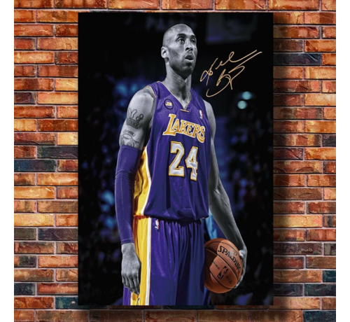 Allernieuwste.nl® Allernieuwste.nl® Canvas Schilderij Basketbal Legende Kobe Bryant - Kunst - Poster - Sport - 50 x 70 cm - Kleur
