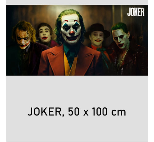 Allernieuwste.nl® Allernieuwste.nl® Canvas Schilderij Joker Film 2019 - Kunst aan je Muur - Realistisch / Film - Kleur - 50 x 100 cm