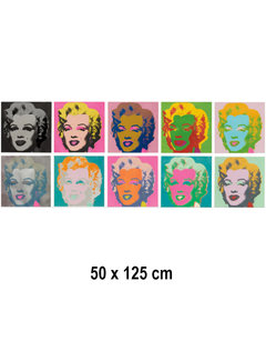 Allernieuwste.nl® Canvas Schilderij Andy Warhol 10x Marilyn Monroe - 50 x 125 cm