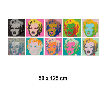 Allernieuwste.nl® Canvas Schilderij Andy Warhol 10x Marilyn Monroe - 50 x 125 cm