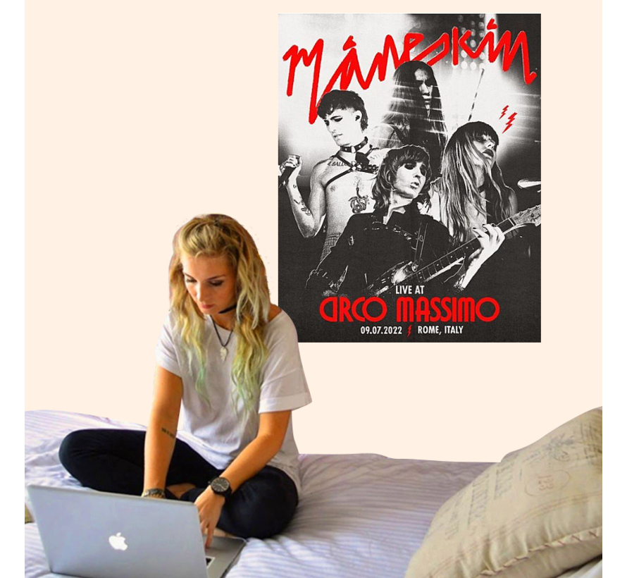 Allernieuwste.nl® Canvas Schilderij Concertposter Rockband Maneskin - Alternatieve Rock Glamrock - 60 x 90 cm