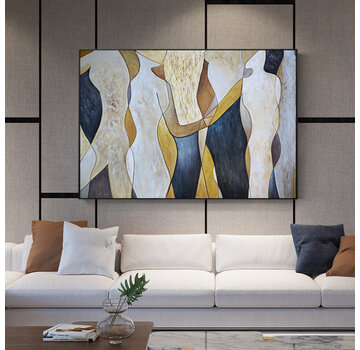 Allernieuwste.nl® Canvas Schilderij Abstracte Mens Figuren -  50 x 70 cm