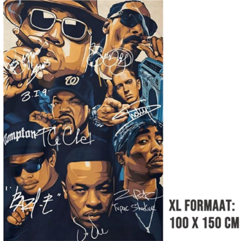 Allernieuwste.nl® Wandkleed XL Hip Hop Legends Met Handtekeningen - 100 x 150 cm