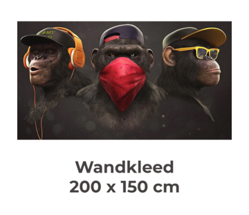 Allernieuwste.nl® Wandkleed XL 3 Apen: Horen Zien Zwijgen GangsterArt - 200 x 150 cm