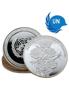 Allernieuwste.nl® United Nations Peacekeeping UNP Herdenkingsmunt - Verzilverd Ø 40 mm