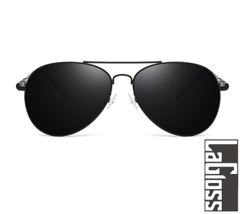LaGloss® Zwarte Piloten Mannen Zonnebril met Goud Accent - Zwart Montuur