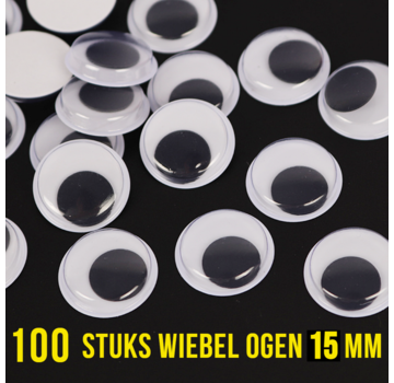 Allernieuwste.nl® 100 Stuks Wiebelogen - 15 mm - Wit Zwart **