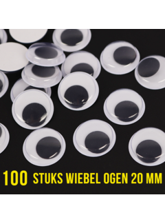 Allernieuwste.nl® 100 Stuks Wiebelogen - 20 mm - Wit Zwart