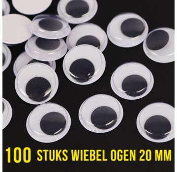 Allernieuwste.nl® 100 Stuks Wiebelogen - 20 mm - Wit Zwart
