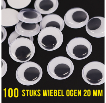 Allernieuwste.nl® 100 Stuks Wiebelogen - 20 mm - Wit Zwart **