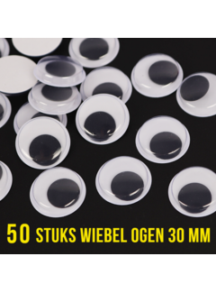Allernieuwste.nl® 50 Stuks Wiebelogen - 30 mm - Wit Zwart