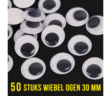 Allernieuwste.nl® 50 Stuks Wiebelogen - 30 mm - Wit Zwart