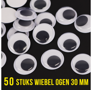 Allernieuwste.nl® 50 Stuks Wiebelogen - 30 mm - Wit Zwart