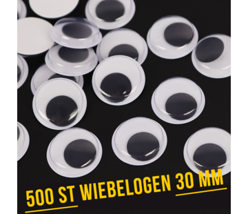 Allernieuwste.nl® 500 Stuks Wiebelogen - 30 mm - Wit Zwart