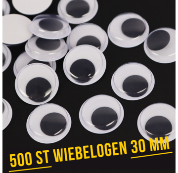 Allernieuwste.nl® 500 Stuks Wiebelogen - 30 mm - Wit Zwart